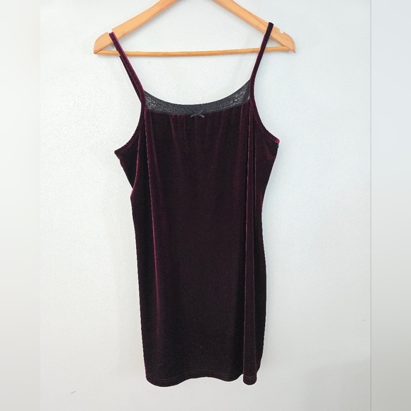 Burgundy Velvet Whimsygoth Y2K Dark Romantic Vampire Mini Dress Sz Large - Picture 1 of 8